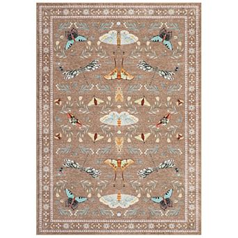 Washable Insect Area Rugs, Butterfly Botanical Boho Non Slip Stain-Resistant Runners Carpet