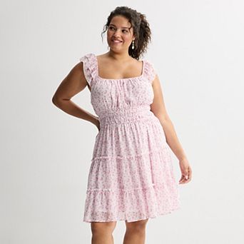Juniors' Plus Size Mary & Mo Flutter Strap Dress