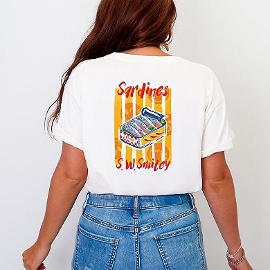 S.W. Smiley Sardines Can - Women's Garment Dyed Graphic T-Shirt