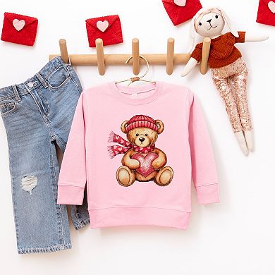 Valentine Teddy Bear Beanie - Toddler Graphic Sweatshirt