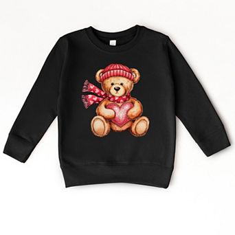 Valentine Teddy Bear Beanie - Toddler Graphic Sweatshirt