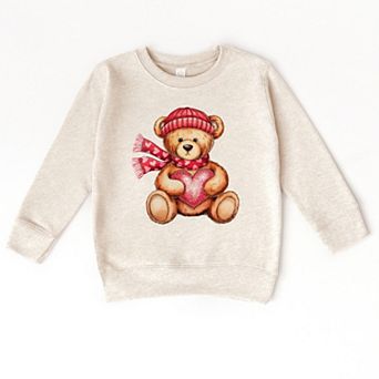 Valentine Teddy Bear Beanie - Toddler Graphic Sweatshirt