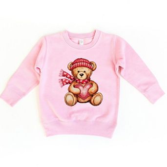 Valentine Teddy Bear Beanie - Toddler Graphic Sweatshirt