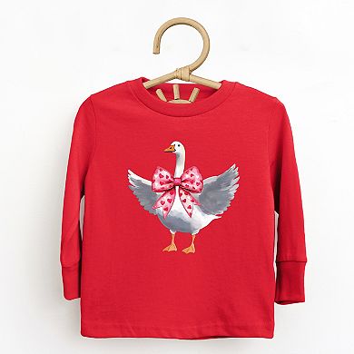 Valentine Goose Coquette - Toddler Long Sleeve Graphic Tee