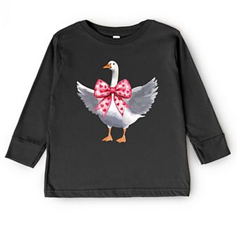 Valentine Goose Coquette - Toddler Long Sleeve Graphic Tee