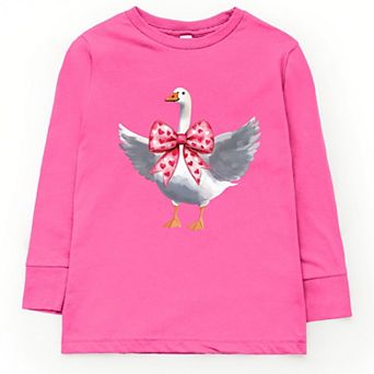 Valentine Goose Coquette - Toddler Long Sleeve Graphic Tee