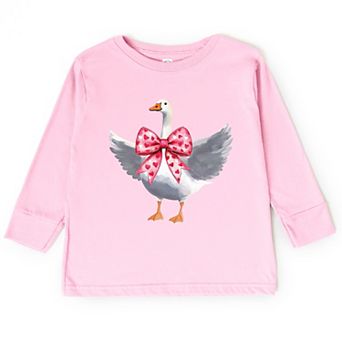 Valentine Goose Coquette - Toddler Long Sleeve Graphic Tee
