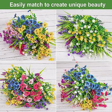 24 Bundles Artificial Flowers for Outdoors Multicolor Fake Flowers Plastic Plants Faux Lavender UV