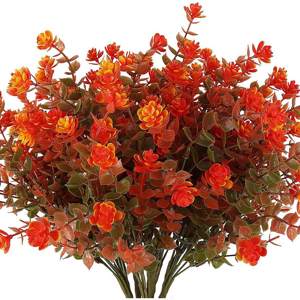 8 Bundles Artificial Fall Flowers No Fade Faux Autumn Plants, Fake ...