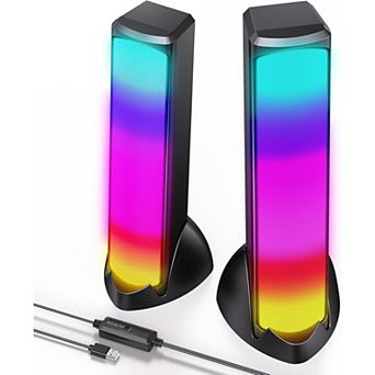 Computer Speakers, RGB Speakers, Gaming Speakers Full Screen LED Breathing Light, Channel Stereo
