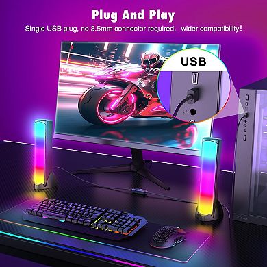 Computer Speakers, RGB Speakers, Gaming Speakers Full Screen LED Breathing Light, Channel Stereo
