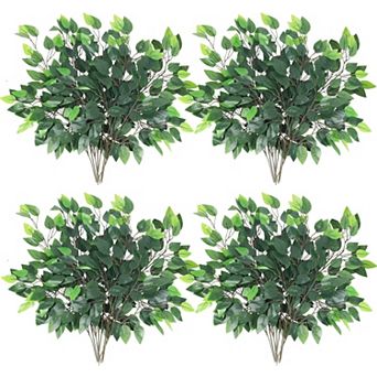 24 pc Artificial Ficus Leaves Branches Faux Ficus Tree Branches Artificial Greenery Silk