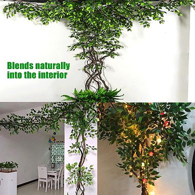 24PCS Artificial Ficus Leaves Branches Faux Ficus Tree Branches Artificial Greenery Silk