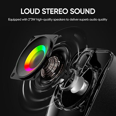 RGB Computer Speakers, USB-Powered PC Speakers with 7-Color LED Backlight