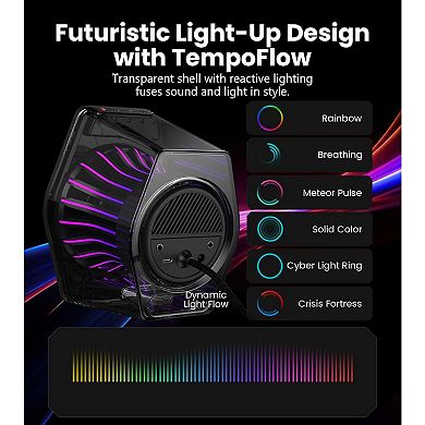 RGB Gaming Speakers: 64W Peak Power, 270° Light Sync, Bluetooth 5.4/USB-C/AUX, Multi-Mode
