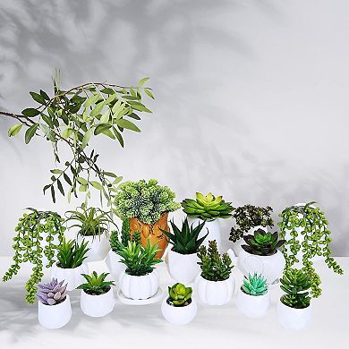 19 Pcs Assorted Artificial Succulents Plants Unpotted Small Green Hanging Succulent Aloe Fake