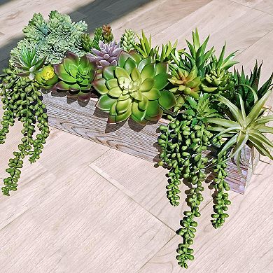 19 Pcs Assorted Artificial Succulents Plants Unpotted Small Green Hanging Succulent Aloe Fake