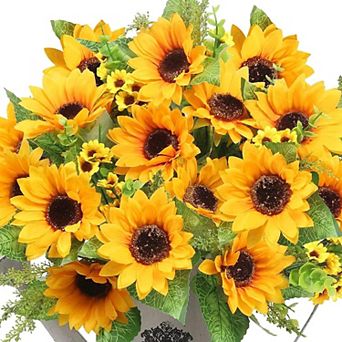 Artificial Sunflower Bouquets, 2 Bunches Fake Flowers for Outdoors Baby Shower Home Wedding Fall