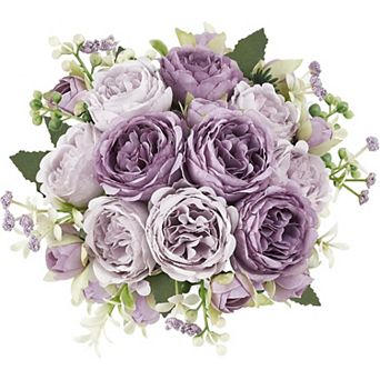 Peonies Artificial Flowers, Small Silk Flowers for Home Decor Indoor Fake Bouquet Faux Floral