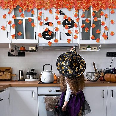 Fall Leaf Garland for Room Decor(12 Pack), Artificial Maple Leaves, Autumn Hanging Vines Red Ivy