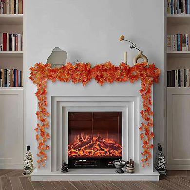 Fall Leaf Garland for Room Decor(12 Pack), Artificial Maple Leaves, Autumn Hanging Vines Red Ivy