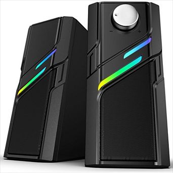 Computer Speakers Desktop Easy Knob, Clear Powerful Sound, Touch Lights, Plug Play Computer Desktop