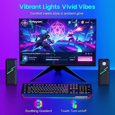 Computer Speakers Desktop Easy Knob, Clear Powerful Sound, Touch Lights, Plug Play Computer Desktop