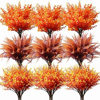 18 pc Artificial Fall Flowers Mums Plants for Outdoor Autumn Decoration UV Resistant Bulk