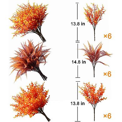 18PCS Artificial Fall Flowers Mums Plants for Outdoor Autumn Decoration UV Resistant Bulk