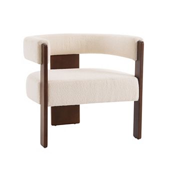 Christopher Knight Home Barrel Back Accent Chair with Boucle Fabric & Three Legs