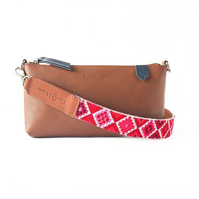 Mai Woven Bag Strap - Poppy with Leather