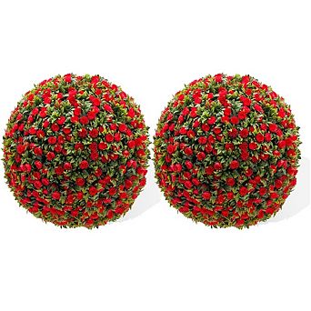 2-Pack Artificial Topiary Flower Balls for Outdoor & Indoor Wedding & Garden Decor
