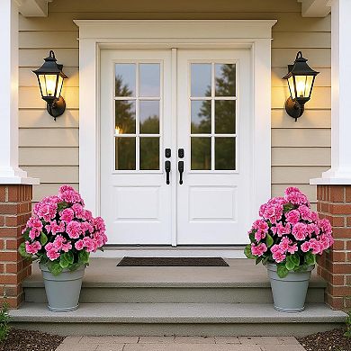 2-Pack Artificial Begonia Topiary Balls with Stakes, UV Resistant for Indoor/Outdoor