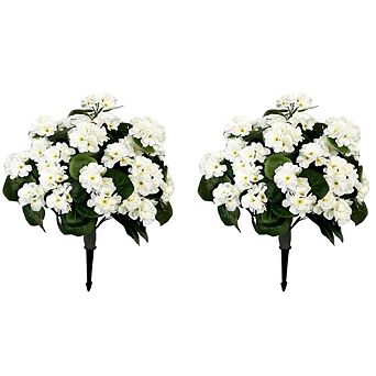 2-Pack Artificial Begonia Topiary Balls with Stakes, UV Resistant for Indoor/Outdoor