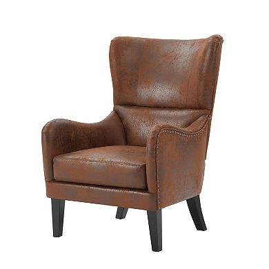 Adalyn High-Back Studded Accent Chair (Set of 2) in Brown by Christopher Knight Home