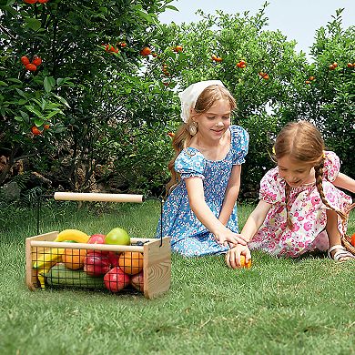 Vintage Harvest Basket, Straight Handle