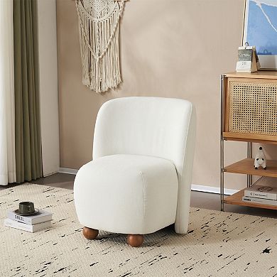 Compact Armless Accent Chair with Pine Wood Legs by Christopher Knight Home