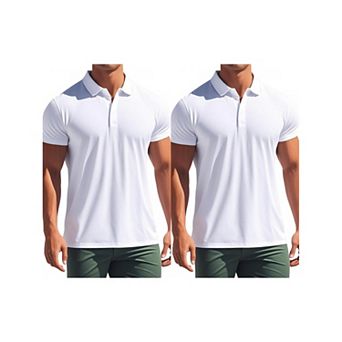 2 Packs Men's Polo Short Sleeve Lightweight Regular Fit Casual or Business Solid Golf Shirt