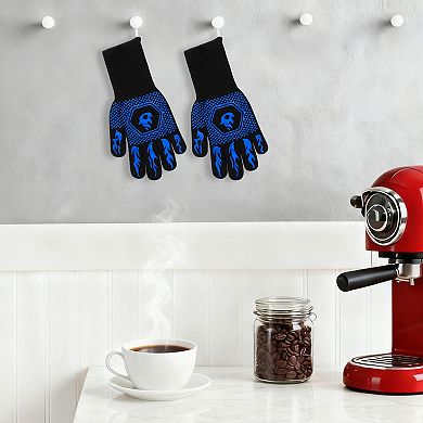 Silicone Oven Mitts, Heat-Resistant Cooking Gloves, Flexible Gripping Kitchen Mitts 2Pcs 12.6x5 inch