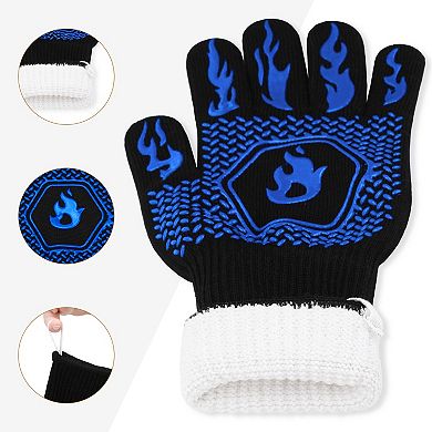 Silicone Oven Mitts, Heat-Resistant Cooking Gloves, Flexible Gripping Kitchen Mitts 2Pcs 12.6x5 inch