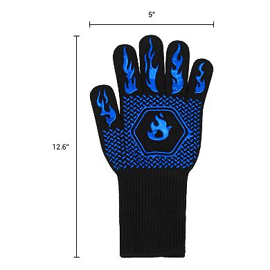 Silicone Oven Mitts, Heat-Resistant Cooking Gloves, Flexible Gripping Kitchen Mitts 2Pcs 12.6x5 inch