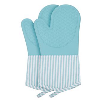 Soft Silicone Oven Mitts, Heat Resistant Cooking Gloves Gripping for Baking Set of 2, 13.4x7.3 inch