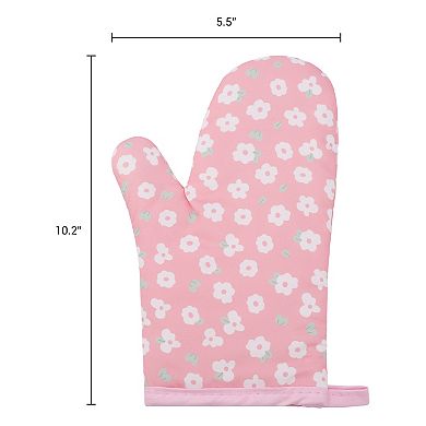 2Pcs Soft Cotton Oven Mitts, Heat-Resistant Cooking Gloves, Gripping Kitchen Mitts Set 10.2x5.5 inch