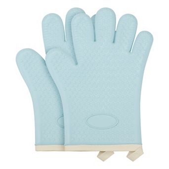 2 pc Silicone Oven Mitts, Heat Resistant and Waterproof Cooking Glove Flexible Gripping 10.8x8.1inch