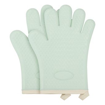 2 pc Silicone Oven Mitts, Heat Resistant and Waterproof Cooking Glove Flexible Gripping 10.8x8.1inch