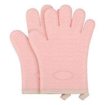 2 pc Silicone Oven Mitts, Heat Resistant and Waterproof Cooking Glove Flexible Gripping 10.8x8.1inch