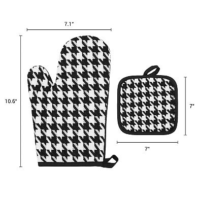 Oven Mitts and Pot Holders Sets 2Pcs, Heat Resistant Oven Mitts Set for Kitchen 10.6x7.1 inch