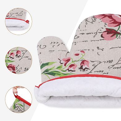 Oven Mitts and Pot Holders Sets 2Pcs, Heat Resistant Kitchen Oven Gloves and Pot Holders 10x6.5 inch