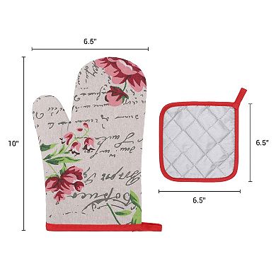 Oven Mitts and Pot Holders Sets 2Pcs, Heat Resistant Kitchen Oven Gloves and Pot Holders 10x6.5 inch