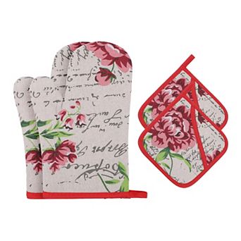 Oven Mitts and Pot Holders Sets 2Pcs, Heat Resistant Kitchen Oven Gloves and Pot Holders 10x6.5 inch